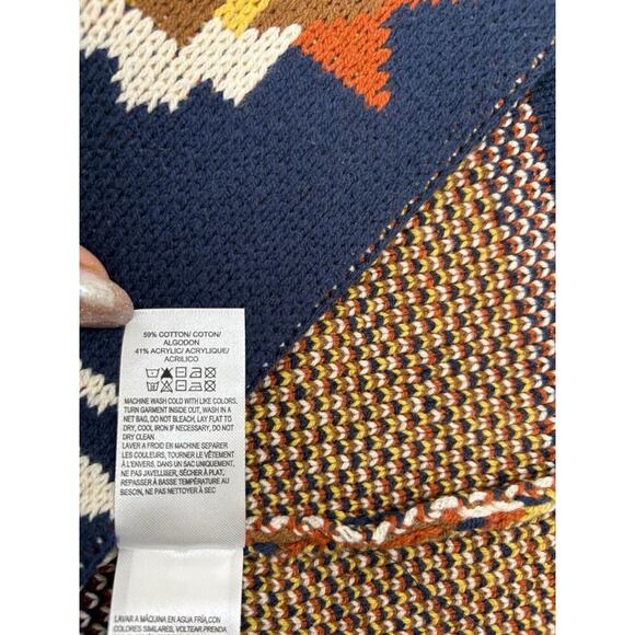Lucky Brand Aztec Tribal Cardigan Sweater Coatigan Large Shawl Collar Southwest - Picture 10 of 11